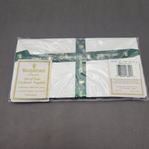Vintage Waterford White Linens Cocktail Napkins Set of 4 White 8" Square